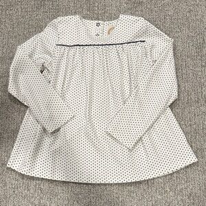 The Beaufort Bonnet Company White and Black Polka Dot Blouse